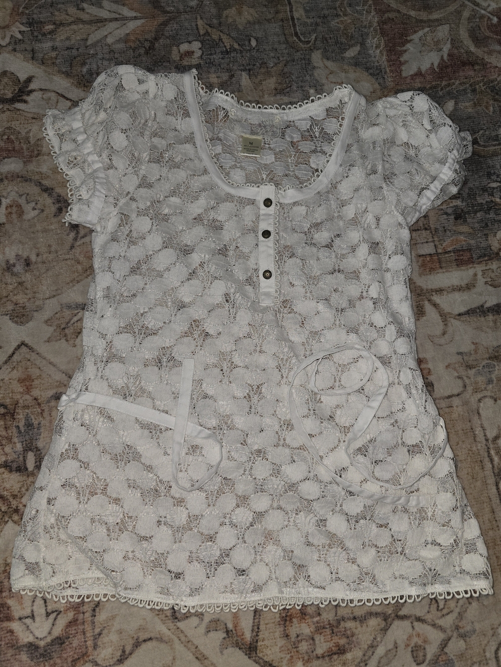 Nick & Mo White Lace Babydoll Blouse